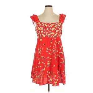 Lauren Conrad Red Floral Tie-Back Sundress Women’s Large – Rayon Linen Blend